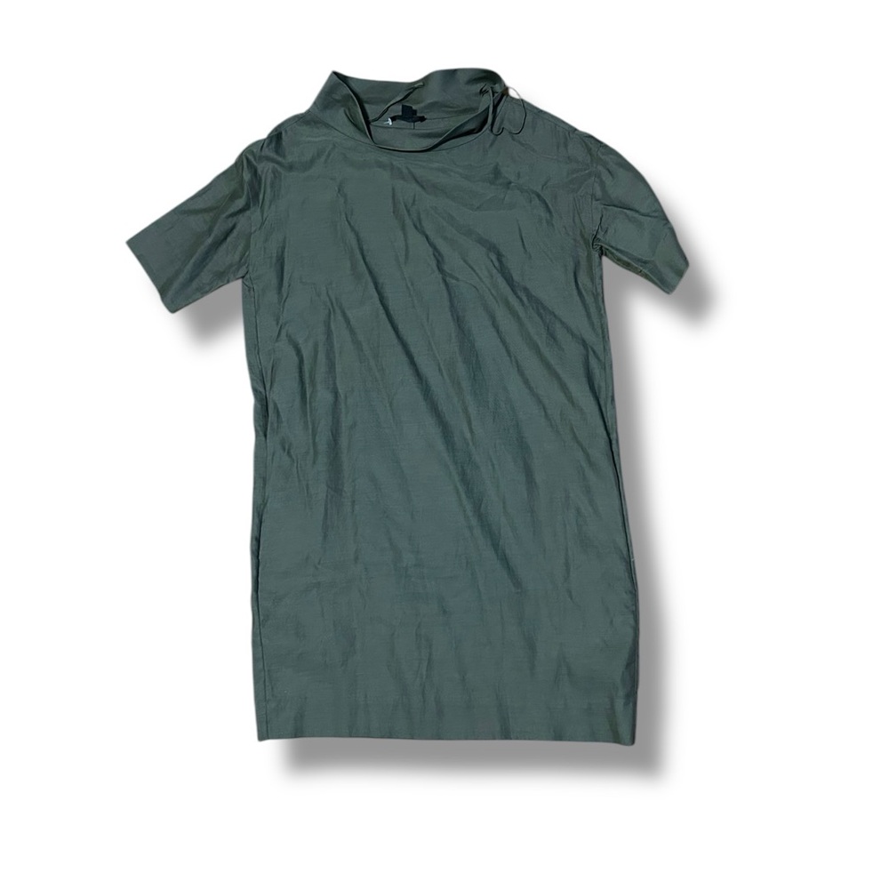 COS Mock Neck Relaxed Fit Boxy T-shirt Dress in Deep Green Size Small/4 - Picture 2 of 8